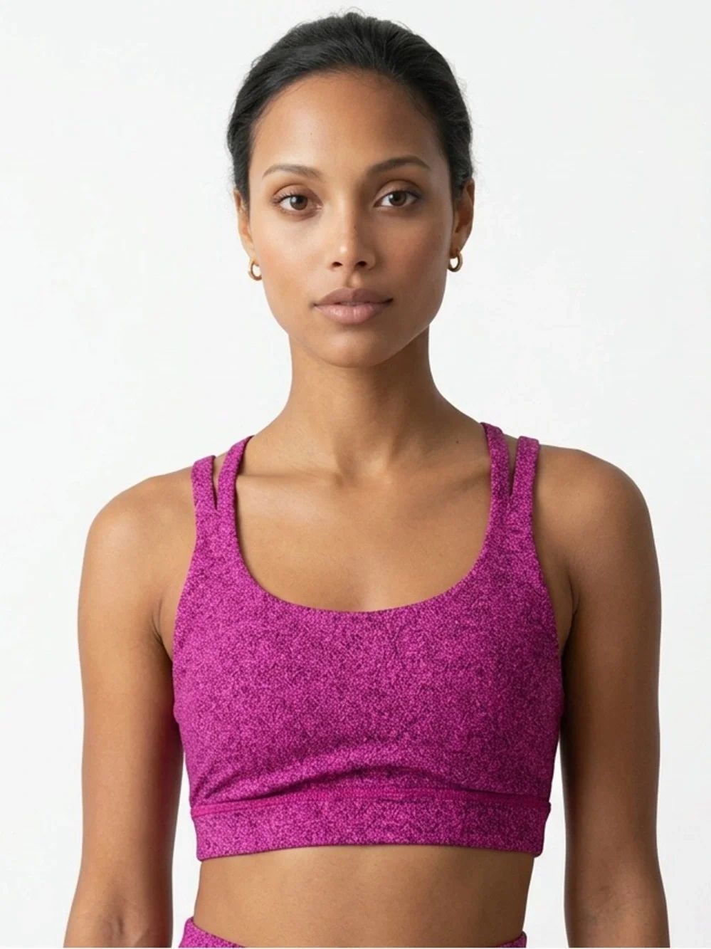 LULULEMON | Magenta Pink Speckled Print Strappy Back Sports Bra Women’s Size 4